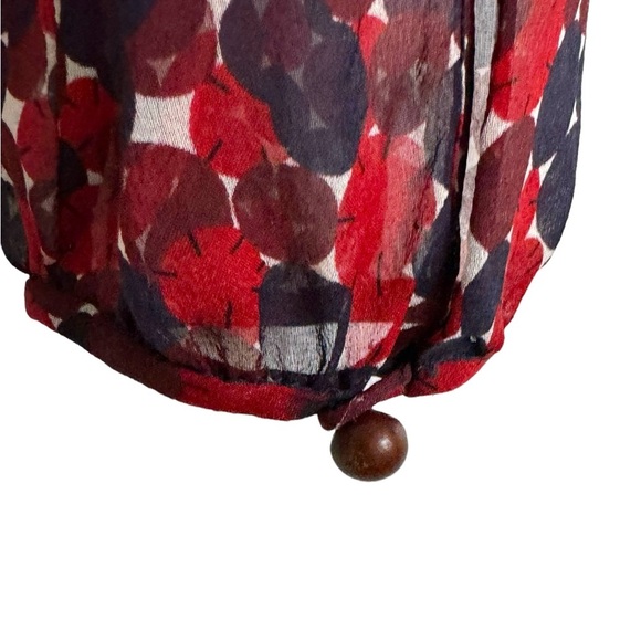 Diane Von Furstenberg Aleni Silk Ruffle-Neck Blouse, Montage Mini Rubiate SZ 8 - Picture 3 of 4